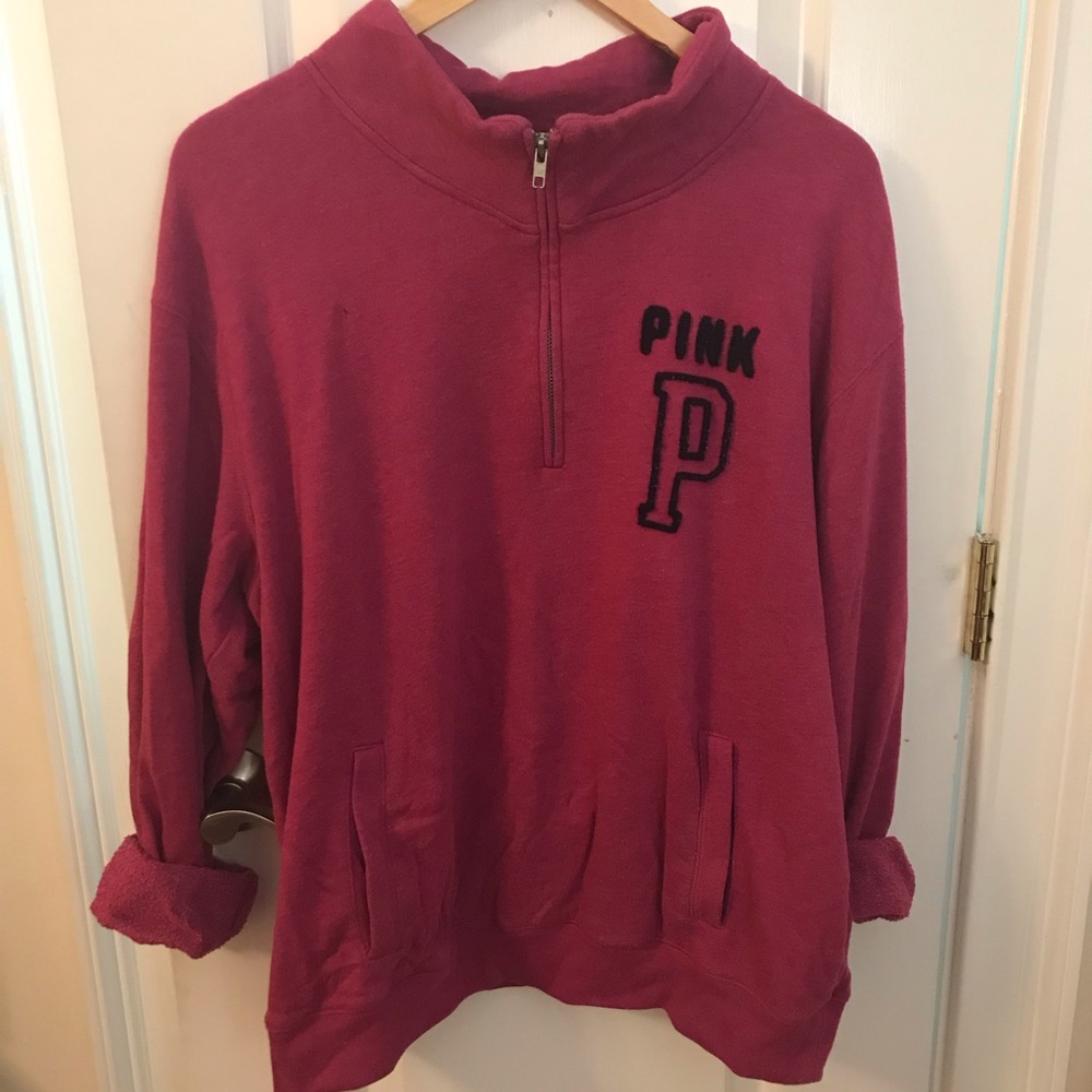 Oversized Pink Quarter Zip Sweater